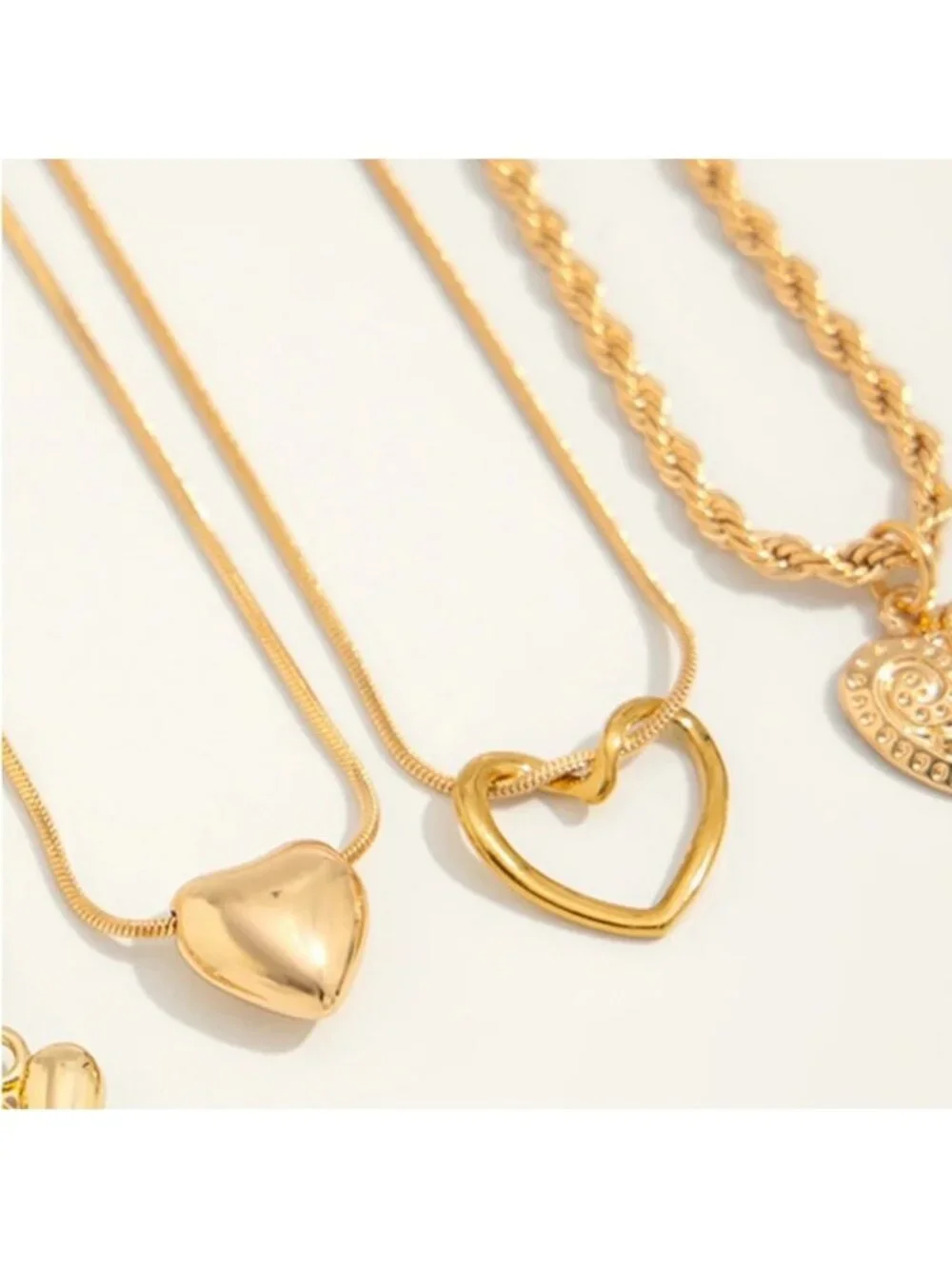 New! Gold Heart Charm Necklace Stack Set (1030) NWOT
